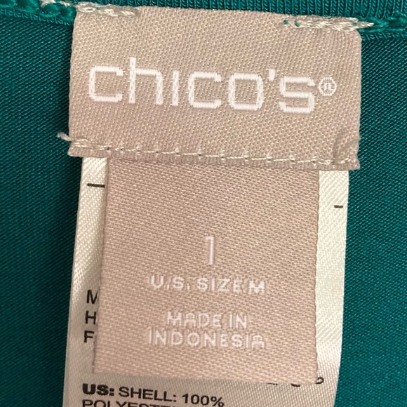 Chico’s Paisley Overlay Top Women’s Size M Boat Neck Short Sleeve Mesh Boat Neck - Picture 9 of 11